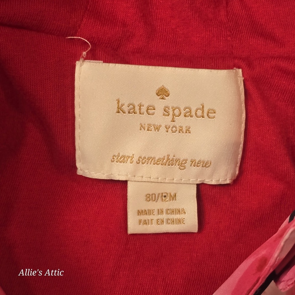Kate Spade Girls Baby Toddler Floral Jacket Pink Rain Coat Lightweigt Lined 12Mo - Picture 6 of 7